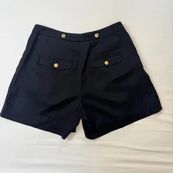 Anthropologie Coquille Black High-Rise Tailored Shorts Gold Button Women’s 2 - Picture 10 of 12